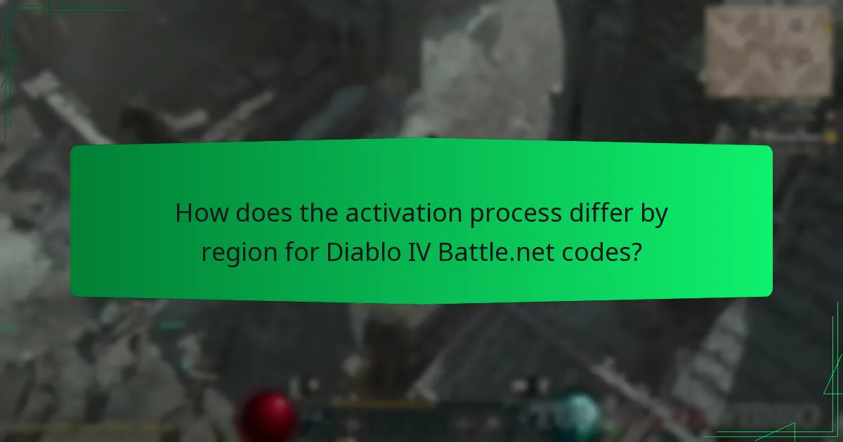 How does the activation process differ by region for Diablo IV Battle.net codes?