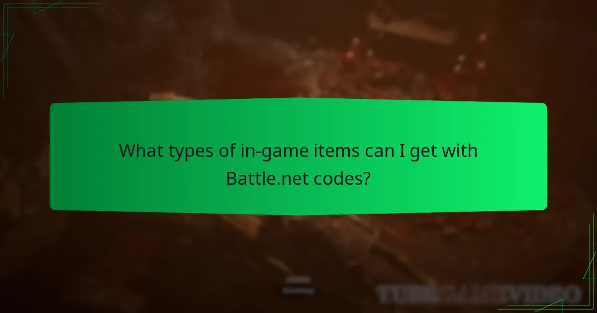 What types of in-game items can I get with Battle.net codes?
