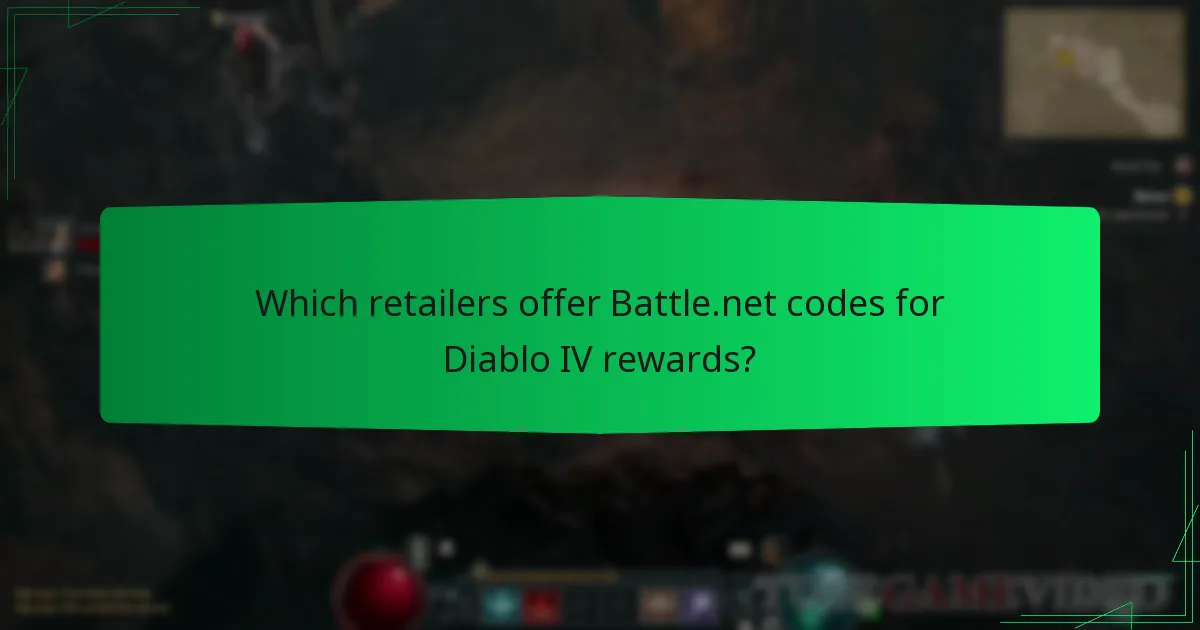 Which retailers offer Battle.net codes for Diablo IV rewards?